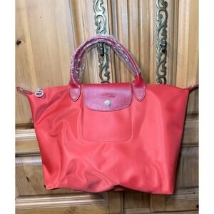 Longchamp Le Pliage Medium Neo Nylon Satchel Crossbody Tote Red NWOT France